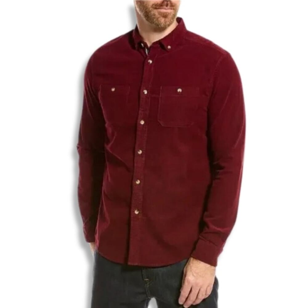 Heritage Burgundy Cotton ButtonUp Shirt XXL Long Sleeve NWOT Hot Casual Corduroy
